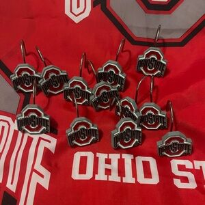 Ohio State shower curtain + curtain hooks